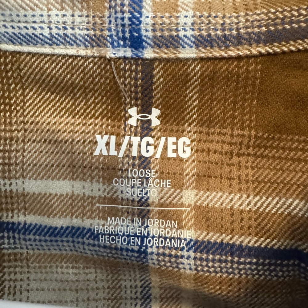 Under Armour UA Expanse Flannel Shirt Mens XL Brown Plaid Button Down NWT - Picture 4 of 5
